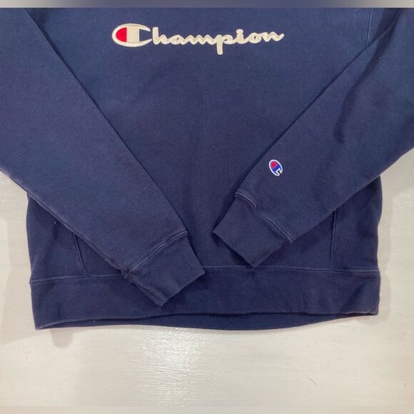 Champion Sweatshirt Women’s L Blue Crewneck Spell Out Garment Dyed WL265 - Picture 5 of 11